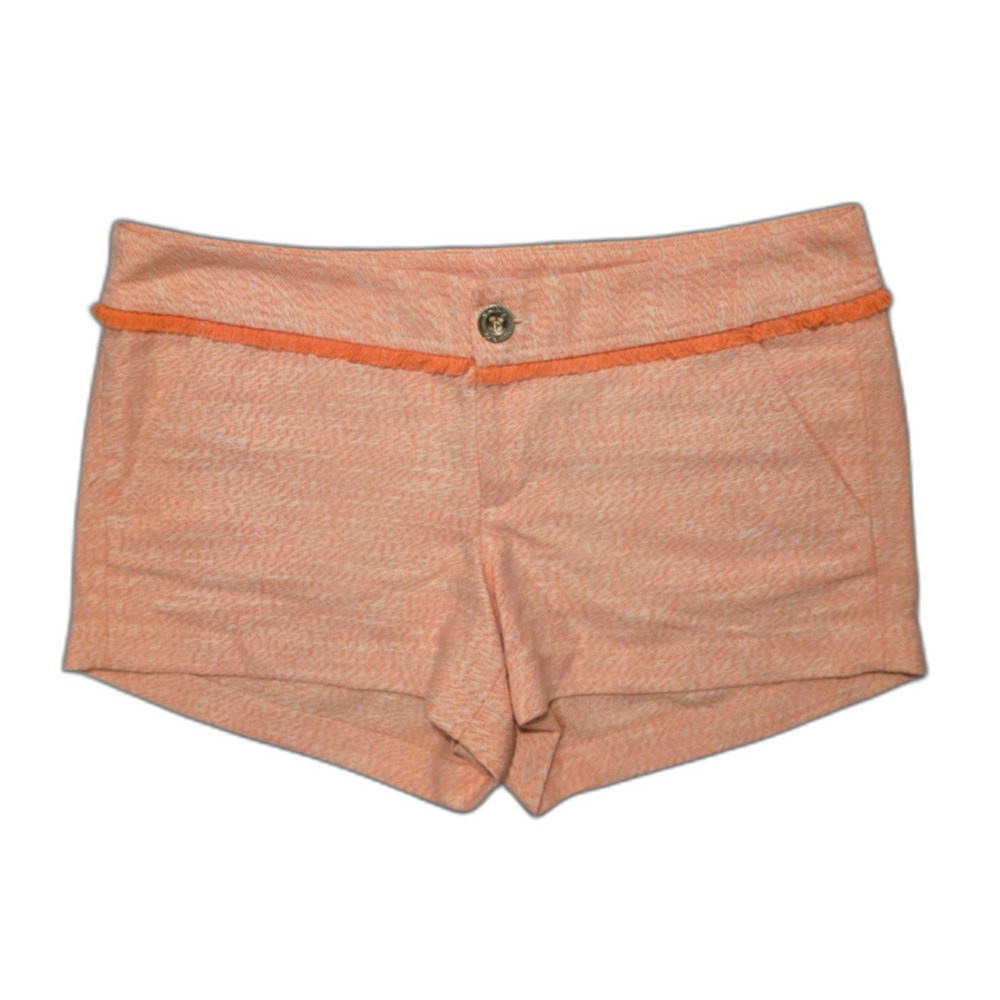 Lilly Pulitzer Buttercup Shorts Size‎ 4 Orange WHT Textured Fringe Stretch Twill